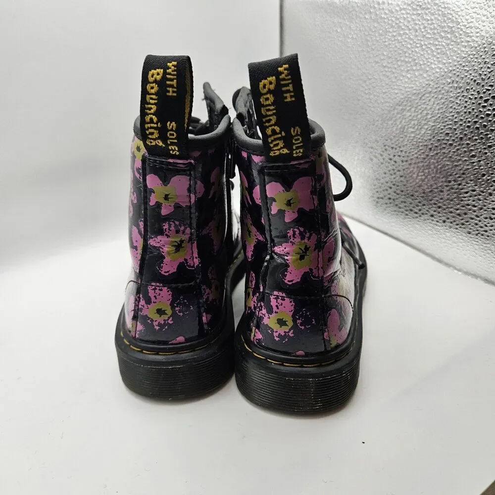 Dr. Martens Kids Pansy Patent Leather Combat Boots Punk Alt 1460J Size US 1